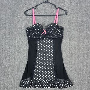 Jessica Simpson Babydoll L Black Lingerie Nightie Sheer Lace Push Up Bra Teddy